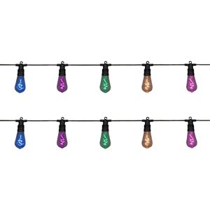 2x stuks buiten feestverlichting lichtsnoeren met gekleurde lampjes/bollampjes 10m - tuinverlichting - LED sfeerverlichting