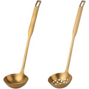 Set van 2 Soeplepel & Vergietlepel - Italy - Mat Goud - vaatwasserbestendig