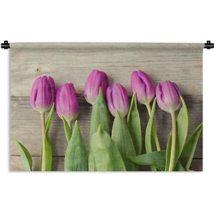 Wandkleed Tulp - Paarse tulpen Wandkleed katoen 90x60 cm - Wandtapijt met foto