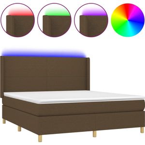 vidaXL-Boxspring-met-matras-en-LED-stof-donkerbruin-160x200-cm