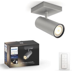 Philips Hue Buratto Opbouwspot - White Ambiance - GU10 - Aluminium - 5W - Bluetooth - incl. Dimmer Switch