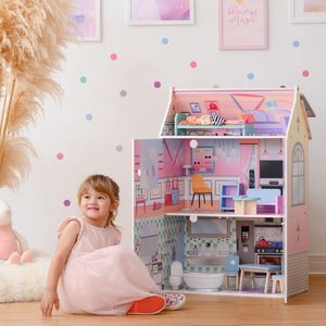 Teamson Kids Houten Poppenhuis Voor 12"" Poppen - Accessoires Voor Poppen - Kinderspeelgoed - Veelkleurig