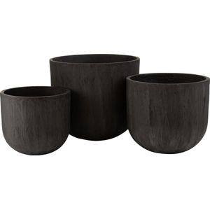 J-Line bloempot Rond Hoog - keramiek - zwart - 3 stuks - Ø 50 cm