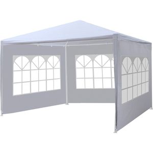 Partytent 3x3m budget wit met drie zijwanden