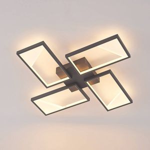 Lindby - LED plafondlamp - 4 lichts - staal, siliconen, kunststof - H: 5.1 cm - zandgrijs - Inclusief lichtbronnen