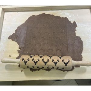 Reliëf deegroller met gegraveerde hertenkoppen - decoratieve deegroller - taartbakaccessoires - unieke bakjes en aardewerk - prachtig handgemaakte deegroller - patroon 40 cm