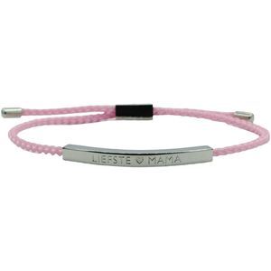 Armband voor moeder - Gegraveerd met 'LIEFSTE MAMA' - Cadeau voor Moederdag/Verjaardag - Kleur Zilver & Roze