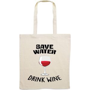Save water drink Wine | Wijn | Wijnen | Wijntje | canvas | canvastas | Tas | Bedrukt