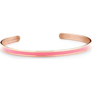 Key Moments 8KM B00544 Stalen Open Bangle - One-size (60 x 50 x 4 mm) - Rosékleur / Roze