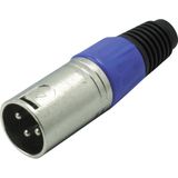 XLR 3-pins (m) connector met plastic trekontlasting - grijs/blauw