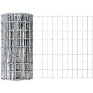 vidaXL - Euro - Omheining - met - 5 - U-Palen - Zilver - 0,6x10 - m - Staal
