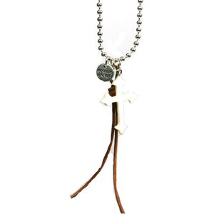 Heaven Eleven heren Ketting ballchain- wit kruisje hertegewei