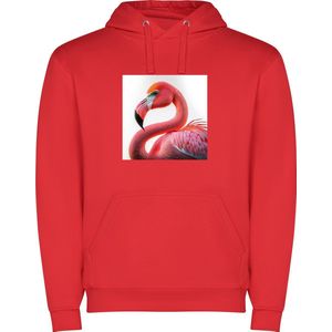 Rode unisex hoodie met “ Kleurrijke Flamingo“ Print Full merk Roly maat XXL