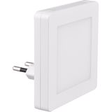 Stekkerlamp Lamp - Stekkerspot met Dag en Nacht Sensor Incl. Schakelaar - Trion Hiko - 0.3W - Warm Wit 3000K - Vierkant - Mat Wit - Kunststof