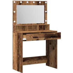 vidaXL - Kaptafel - met - LED-verlichting - - - Oud - Hout - 79x41x135 - cm