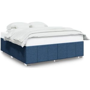 vidaXL - Bedframe - zonder - matras - stof - blauw - 200x200 - cm