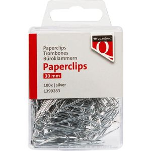 Paperclip quantore 30mm rond zilver 100 stuks | Blister a 100 stuk | 120 stuks