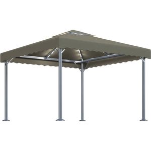 vidaXL-Prieel-met-LED-lichtslinger-300x300-cm-aluminium-taupe