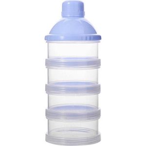 Melkpoeder doseerdoosje - BPA vrij - Blauw - 4 lagen -Melkpoeder toren - Babypoeder bewaarbakje - Reisbox - Dispenser - Poedertoren