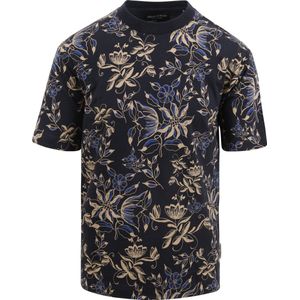 Marc O'Polo - T-Shirt Bloemen Navy - Heren - Maat XL - Regular-fit