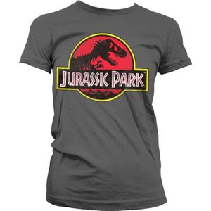Jurassic Park Dames Tshirt -L- Distressed Logo Grijs