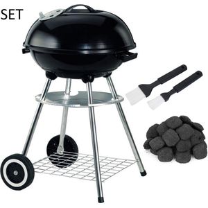 Houtskoolbarbecue XL 47 CM inclusief 3 KG Briketten en 2 Marinadekwasten en BBQ Hoes - Voordeelverpakking - Kogelbarbecue