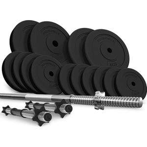 Dumbells - Halterset - Gewichten - Dumbells set - Gewichten fitness - 58 kg - 17-delig - Zwart