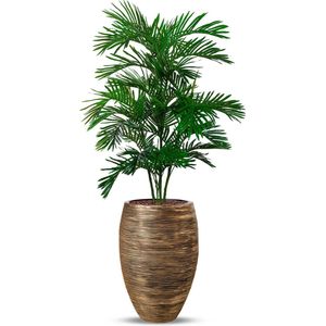 Kunstplant Arecapalm in Vaas elegant Deluxe rib zwartgoud H190 cm