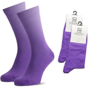 Jacob & Roy's 2 Paar Paarse Sokken - Kousen - Heren & Dames - Leuke Sokken - Vrolijke Sokken - Grappige Sokken - Katoen - Maat 35-38 - Funny Socks - Gekleurde Sokken Waar Je Van Wordt