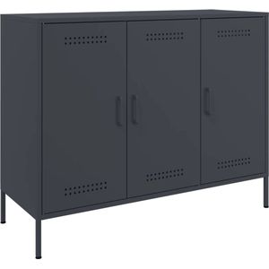 vidaXL - Dressoir - 100,5x39x79 - cm - staal - antracietkleurig