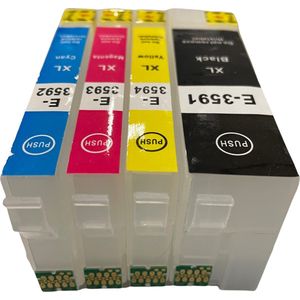 Epson T3591-T3594 Hervulbare Cartridge Mediaholland® 35XL met ARC chip. De cartridges worden automatisch gereset, dus geen chipresetter nodig. Zeer eenvoudig te vullen.