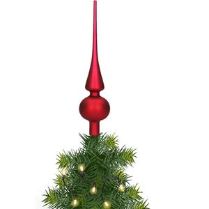 Glazen kerstboom piek/topper bordeaux rood mat 26 cm - Pieken/kerstpieken