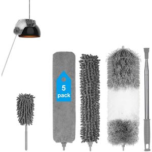 JGS ® Flexibele Microvezel Stofwisser Set met Verstelbare Telescoopsteel voor Moeiteloos Reinigen van Moeilijke Hoeken