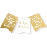 Paperdreams Vlaggenlijn 50 jaar - verjaardag slinger - karton - wit/goud - 600 cm