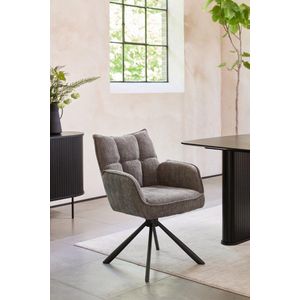Giga Living Eetkamerstoel Marilla - Antraciet - Metaal & Polyester - Set van 2