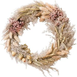 Droogbloemen krans, natuur/roze, ca. 30 cm