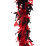 Carnaval verkleed veren Boa kleur zwart/rode mix 2 meter - Verkleedkleding accessoire