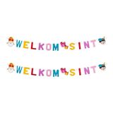 2x Letterslingers Welkom Sint feest 150 cm - Sinterklaasfeest decoratie slinger