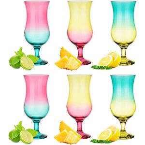 420 ml, set van 6, glas voor alcoholische cocktails, longdrinkglazen, cocktailglazen, drinkglazen, feestglazen, perfect voor thuis en restaurants, ombre-stijl