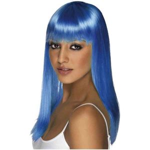 Smiffys - Glamourama Neon Pruik - Blauw