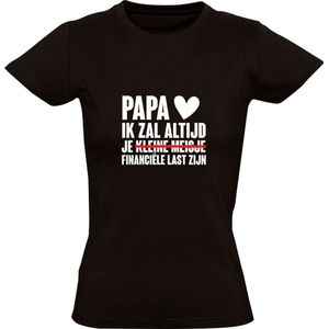 Papa ik zal altijd je kleine meisje - financiële last zijn | Dames T-shirt | Zwart | Dochter | Princes | Vaderdag