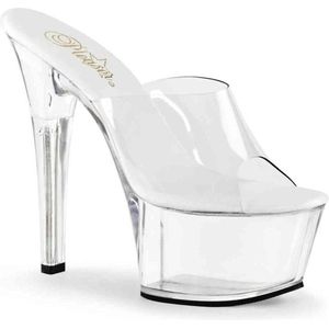 Pleaser - ASPIRE-601 Muiltjes - Paaldans schoenen - 44 Shoes - Transparant/Wit