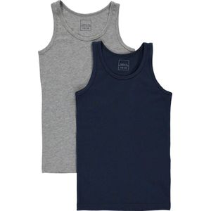 NAME IT KIDS NKMTANK TOP 2P GREY MELANGE NOOS Jongens Onderhemd - Maat 110-116