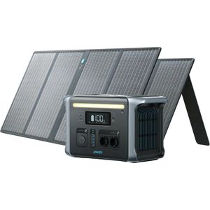 Anker 757 Powerhouse met 2x 100W zonnepaneel - Portable Power Station - PowerHouse 1229Wh-LiFePO₄-accu, 1500W-zonnegenerator met 6 AC-uitgangen (optioneel zonnepaneel), 2 USB-C-poorten (max. 100 W), ledlicht voor kamperen of stroomuitval