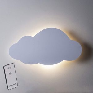 Witte wolk wandlamp op batterijen voor kinderkamer - warmwitte led - timer & afstandsbediening
