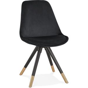 Alterego Design stoel 'HAMILTON' in zwart fluweel en poten in zwart hout