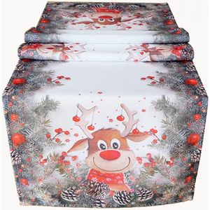 Tafelloper - Kerst - Eland met rode neus - Loper 140 x 45 cm