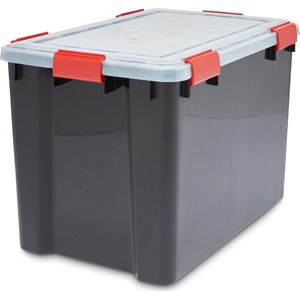 IRIS Airtight Box Opbergbox met 6 sluitclips - Luchtdicht - 70L - Kunststof - Transparant/Zwart
