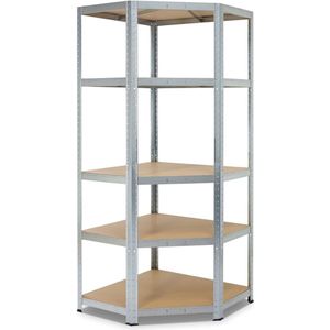 Avasco - Stellingkast Hoek - Stellingrek - Zilver - Metaal/Spaanplaat - 5 Planken