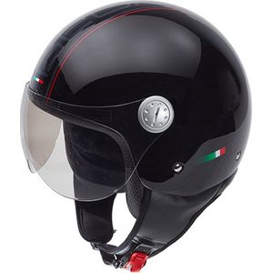 Beon Design Scooter jethelm - Geschikt als Snorfiets Brommer Motor Scooter helm - Retro Vespa jethelm met Vizier - Volwassenen - XXL - Zwart - Gratis helmtas